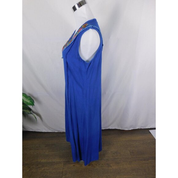 Studio West Apparel Dress Womens Small Blue Embroidered Boho Sleeveless Maxi - Picture 4 of 11